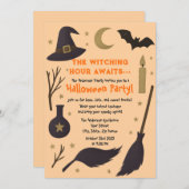 Invitation Fête d'Halloween Witchy - L'Heure de Sorcière atte (Devant / Derrière)