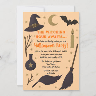 Invitation Fête d'Halloween Witchy - L'Heure de Sorcière atte