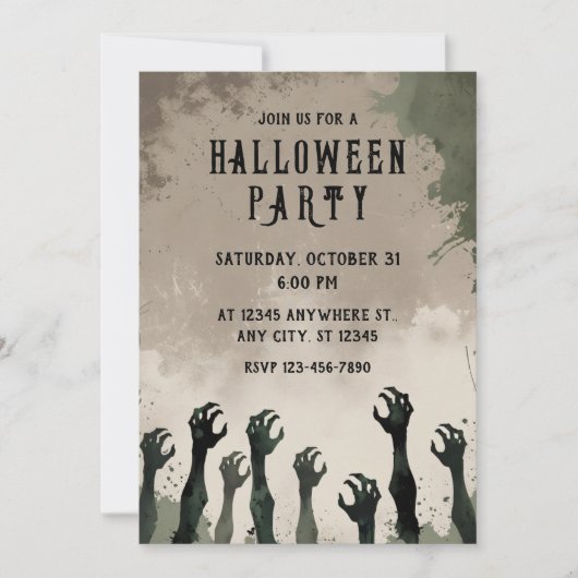 Invitation Fête d'Halloween Zombie (Devant)