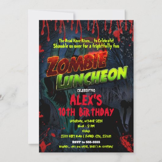 Invitation Fête d'Halloween Zombie (Devant)