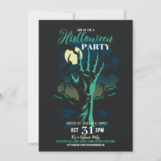 Invitation Fête d'Halloween Zombie Graveyard Party (Devant)