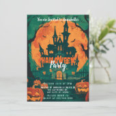 Invitation Fête d'Haunted House Jack-O' Lanterns d'Halloween (Debout devant)