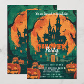 Invitation Fête d'Haunted House Jack-O' Lanterns d'Halloween (Devant / Derrière)