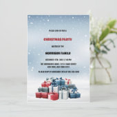 Invitation Fête d'hiver bleu neige (Debout devant)