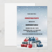 Invitation Fête d'hiver bleu neige (Devant / Derrière)