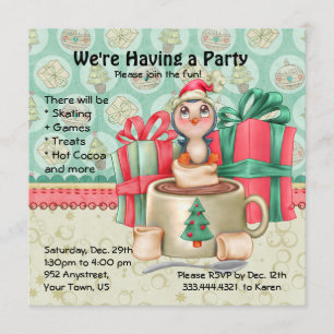 Invitation Fête d'hiver Cocoa Penguin