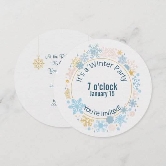 Invitation fête d'hiver conception de flocon de neige (Devant / Derrière)