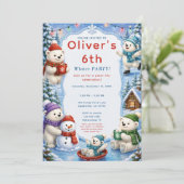 Invitation Fête d'hiver de l'ours polaire mignon (Debout devant)