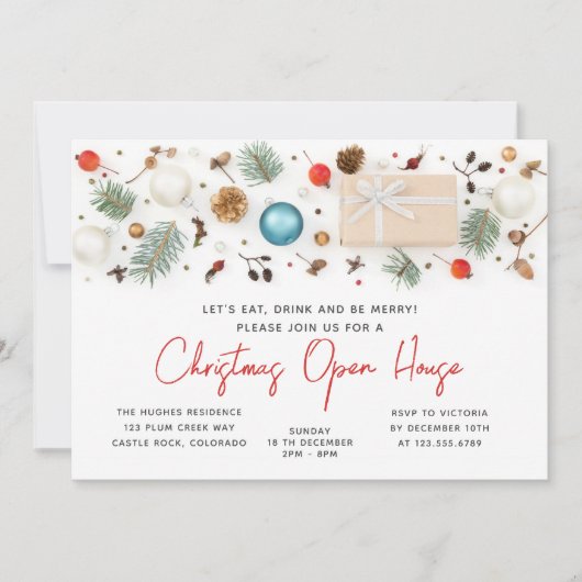 Invitation Fête d'hiver de Noël moderne Open House (Devant)