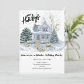 Invitation Fête d'hiver élégante de «Joyeuses Fêtes» (Debout devant)