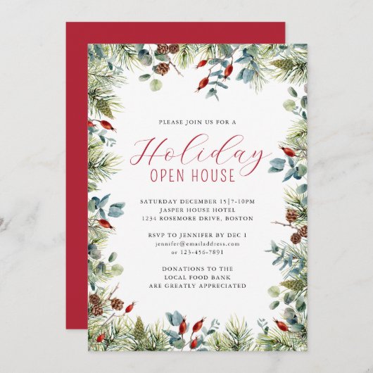 Invitation Fête d'hiver Fête de Noël Botanique (Devant / Derrière)