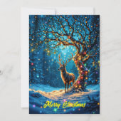 Invitation Fête d'hiver joli cerf forêt de Noël (Devant)