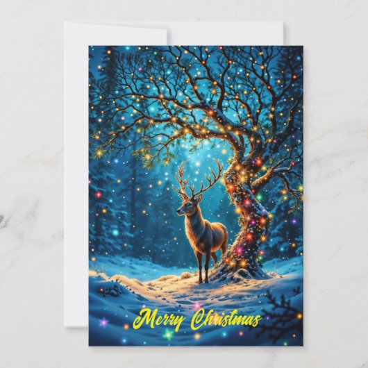 Invitation Fête d'hiver joli cerf forêt de Noël (Devant)