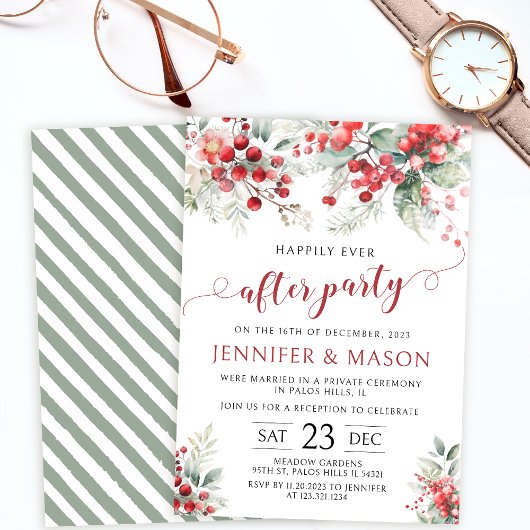 Invitation Fête d'hiver Noël heureux toujours après mariage