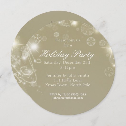 Invitation Fête d'hiver White Gold (Devant / Derrière)