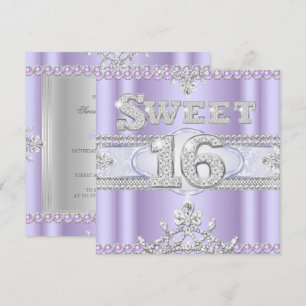 Invitation Fête diamant Sweet 16 Seize ans Purple Lilac