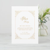 Invitation Fête d'Iftar de style vintage or calligraphié blan (Debout devant)