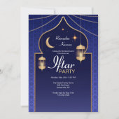 Invitation Fête d'Iftar en Bleu (Devant)