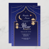 Invitation Fête d'Iftar en Bleu (Devant / Derrière)
