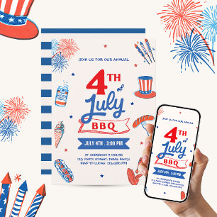 Invitation Fête d'indépendance du 4 juillet BBQ Party d'été