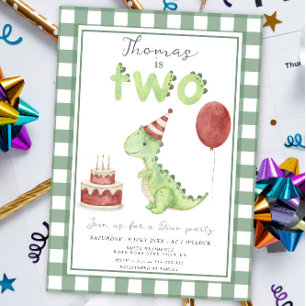 Invitation Fête Dino Anniversaire Deux-Rex de Dinosaure Mig
