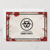 Invitation Fête d'invasion de zombies avec panneau de danger (Dos)