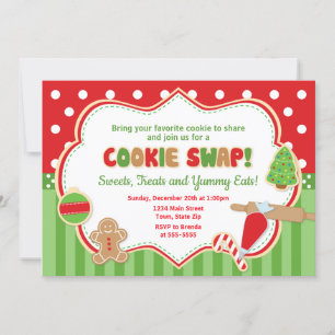 Invitation Fête d'invitation de Noël Cookie Swap