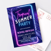 Invitation Fête d'invitation de nuit d'été tropical