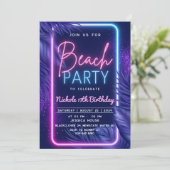 Invitation Fête d'invitation de plage néon tropicale (Debout devant)