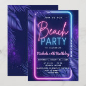 Invitation Fête d'invitation de plage néon tropicale (Devant / Derrière)
