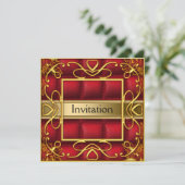 Invitation Fête d'invitation rouge or Toute fête (Debout devant)