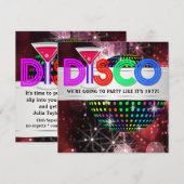 Invitation Fête disco boule à facettes Martini (Devant / Derrière)