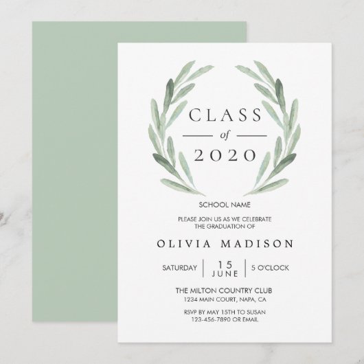 Invitation Fête d'obtention du diplôme de la couronne de verg (Devant / Derrière)