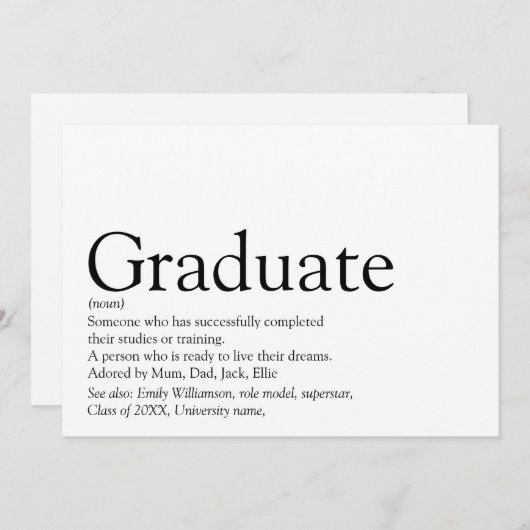 Invitation Fête d'obtention du diplôme d'études supérieures m (Devant / Derrière)