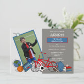 Invitation Fête d'obtention du diplôme d'un garçon de l'école (Debout devant)