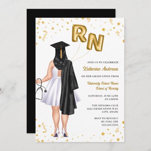 Invitation Fête d'obtention du diplôme d'une école de soins i (Devant / Derrière)