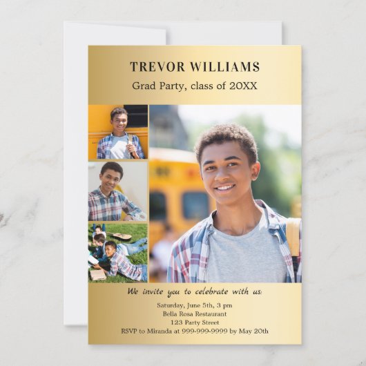 Invitation Fête d'or collage photo (Devant)