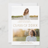 Invitation Fête d'or de Fete moderne Double Graduation (Dos)