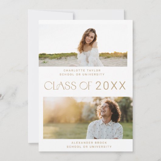 Invitation Fête d'or de Fete moderne Double Graduation (Dos)