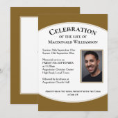 Invitation FÊTE D'OR DE LA VIE Photo Funérailles Mémorial (Devant / Derrière)