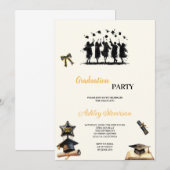 INVITATION FÊTE D'OR ET DE NOIR MODERNE ET ÉLÉGANTE (Devant / Derrière)