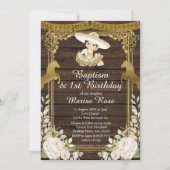 Invitation Fête d'or florale blanche Fille Baptême Christenin (Devant)