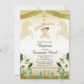 Invitation Fête d'or Garçon Baptême Christening (Devant)