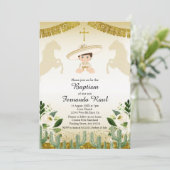 Invitation Fête d'or Garçon Baptême Christening (Debout devant)