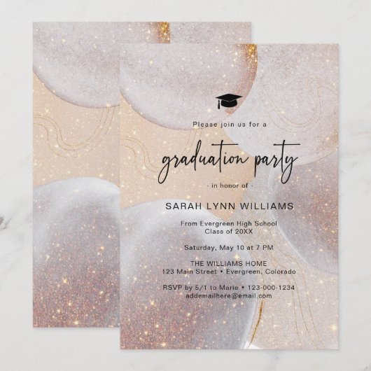 Invitation Fête d'or moderne (Devant / Derrière)