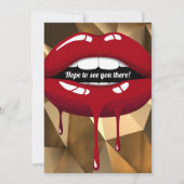 Invitation Fête dorée Luxe Rouge Glamour Lèvres qui dégouline (Dos)