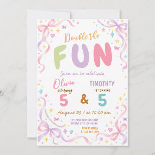 Invitation Fête double garçon fille anniversaire commun