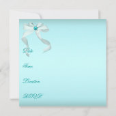 Invitation Fête douce 16 ans Bleu sarcelle Blanc (Dos)