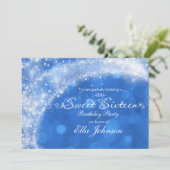Invitation Fête douce 16 ans Cendrillon étincelante bleue et  (Debout devant)