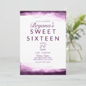 Invitation Fête douce 16 ans chic aquarelle pourpre de Boysen (Debout devant)